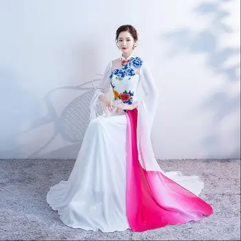 Традиционные Китайские Восточные платья Улучшенное Винтажное Длинное Сценическое платье Cheongsam Ведущая Chipao