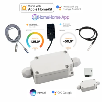 Умный Дом Температура Влажность Термостат Для Apple HomeKit IP67 Открытый WiFi Датчик Мини Переключатель Siri Google Кабельный Ввод Коробка