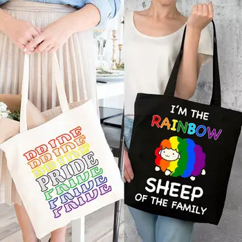 Холщовая сумка для гей-Парада в стиле Харадзюку, Подарочная сумка Через плечо, Повседневная сумка, Многоразовая Хлопковая сумка для Покупок Ulzzang, Пляжная сумка