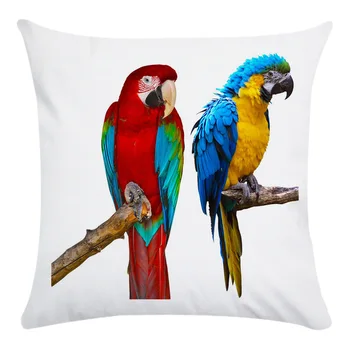Чехол для подушки с красочным рисунком Птицы, Попугая, мягкий короткий плюс наволочка 45x45 см Для домашнего Декора